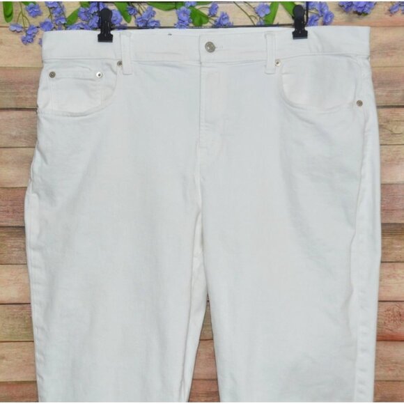 Gap Mid-Rise Girlfriend Ankle Jeans Optic White Size 18R 34 Raw Hem Classic - Picture 2 of 10